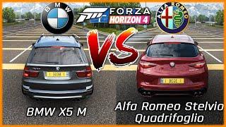 BMW X5 M vs Alfa Romeo Stelvio Quadrifoglio | Forza Horizon 4 | Top Speed Run & Drag Race