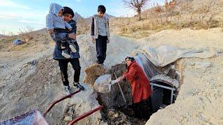 Building a shelter and warm family moments in the heart of nature