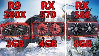 R9 280X vs RX 570 vs RX 580 - 8 Games tested on 1080p