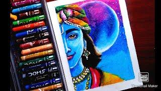 Krishna drawing with oil pastel, Drawing Krishna ,easy Krishna drawing