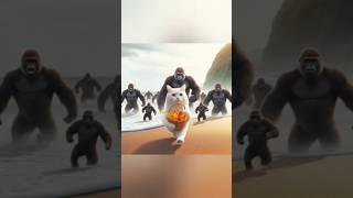 cat eats gummy gorilla honey bee butterfly #cat #funny #aicat#animals #ytshorts