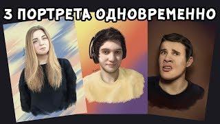 3 Portraits SpeedPaint (Paint Tool SAI) / Спидпейнтим 3 портрета одновременно  с: