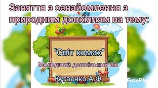 Заняття з ознайомлення з природним довкіллям на тему " Світ комах"