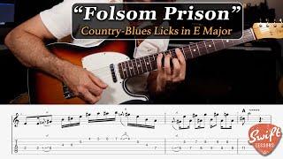 Folsom Prison Style Country-Blues Licks - Lead Guitar Tutorial