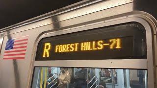 ⁴ᴷ⁶⁰ IND Queens Blvd Line: (E) (F) Exp (M) (R) Local Train Action @ 67 Av.