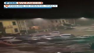 Floodwaters From Storm Ciarán Sweep Cars Down Italy Street