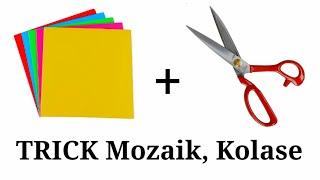 Cara Membuat Kolase Dari Kertas Origami || Mozaik Dari Kertas Origami Gunting Tempel Kertas