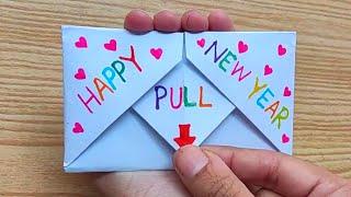 DIY - SURPRISE MESSAGE CARD FOR NEW YEAR | Pull Tab Origami Envelope Card | Happy New Year Card 2025