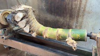 Amazing Woodturning Crazy - Amazing Crafting Skills From Bamboo Tubers On Lathe