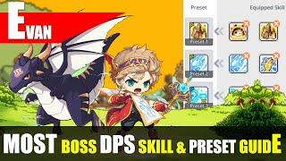 Maplestory m - Evan Most DPS Bossing Skill Rotation and Preset Guide