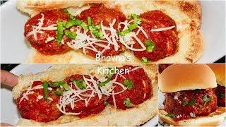 Vegetarian Meatballs Sliders Video Recipe | Meatballs Sub Sandwich Bhavna's Kitchen