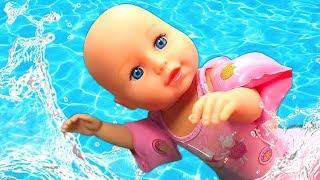 Mermaids and Baby Doll Water Pool Fun: Funny Video for Kids