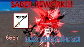 *BEST* Saber REWORKED One Shot Combo!! [Blox Fruits UPD 20!!]