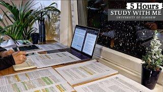 5 HOUR STUDY WITH ME on a RAINY Night | Background noise, Rain Sound,10-min break, No Music, Merve