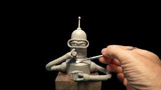 Sculpting Bender in clay #shorts #timelapse #futurama