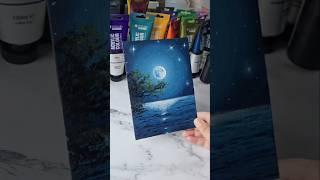 Moonlight night sky painting idea / easy acrylic painting for beginners ️