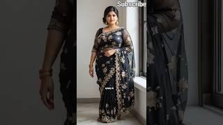 Her Smile Is Pure Magic  AI Black Saree Queen Looks Too Real to Believe!  #shorts #aisaree #ai