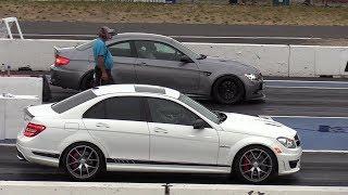 BMW M3 V8 vs AMG C63 Mercedes - drag race