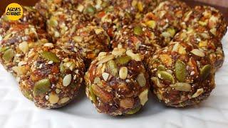 Energy Booster NO SUGAR Healthy Energy Balls, Remedy For Back Pain, Migraine, Dry Fruit Laddu Recipe