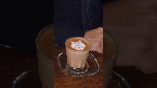 Flat white draw a bear  #shorts latte art