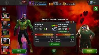 5/65 Electro has such fun interaction with the MoLeMan Node ! - marvel contest of champions!