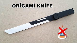 DIY - MAKING ORIGAMI KNIFE FROM PAPER - ( No Glue / No Tape )