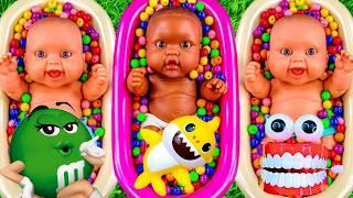 4 Minutes Satisfying Video  Mixing Funny Candy ASMR & Make Up in 3 Bathtubs with Magic M&M's Slime