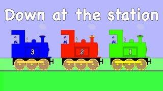 Down At The Station | TRAIN SONG | NURSERY RHYME | RainbowRabbit | (Official Video)