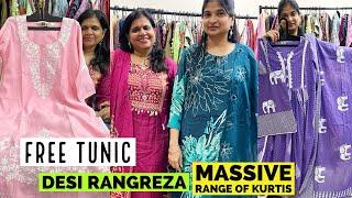 Desi Rangreza Brings You Stunning Cotton 1,2 & 3 Piece Kurti Sets And Party Wear Suits. Free Tunics.