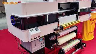 Newest 4 heads i3200-E1 UV DTF Printer with gold foil. sophie +86 15136217640