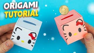 Origami piggy bank | How to make paper money box | Hello Kitty