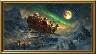 Vintage Christmas Greeting Card Santa Claus Painting | Gold Frame TV Art | Art Screensaver for TV 2h