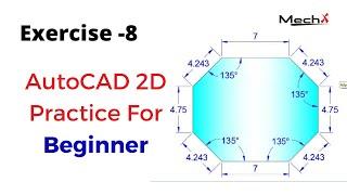 #Exercise 8 AutoCAD 2D Practice For Beginner