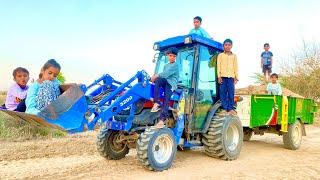 Mini Tractor Solis 24  Loading dry mud in Trolley