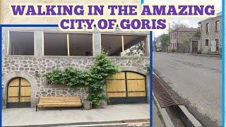 Walking in the city of Goris in Armenia with exciting stone houses