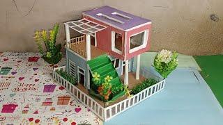 New Design Cardboard House || Glass Beautiful House Model Making