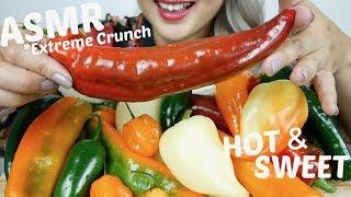 Assorted HOT & SWEET Peppers  | ASMR *Extreme Crunch No Talking Eating sounds | N.E Let's Eat