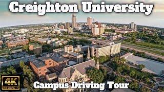 4K Creighton University Campus Driving Tour. Downtown Omaha, Nebraska. USA