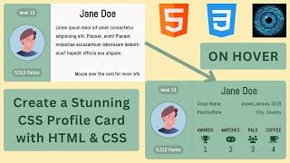 Create a Stunning CSS Profile Card with HTML & CSS | Profile Card Design With Cool Hover Effect