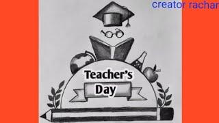 World teacher day drawing 2022/ Teacher's day drawing easy/ how to draw teacher day poster drawing