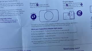 BT Digital Voice Adapter. On screen & spoken setting up instructions.