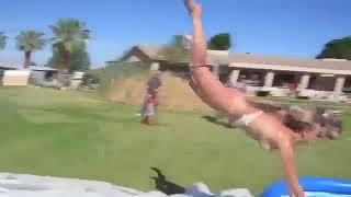 Slip n Slide Girl Loses Her Panties Video  | Funny video