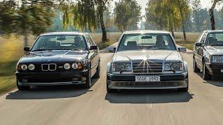 BMW M5 E34 против Mercedes Е500 w124, яростная схватка - Alpina B10 Biturbo, AMG Hammer, E60 AMG!