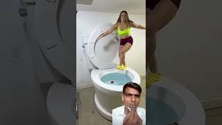 beautiful girl jumping challenge in toilet #toilet #pool #viralvideo