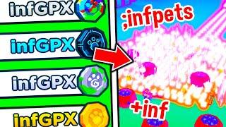 Equipping MAX Crazy INFINITE STATS ADMIN PET in Pet Simulator X Pet Simulator Z