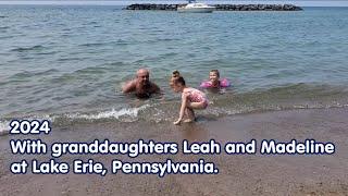 2024 With granddaughters Leah and Madeline at Lake Erie, Pennsylvania.