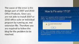 Fixed www.Office.com/setup Installation Error 1713