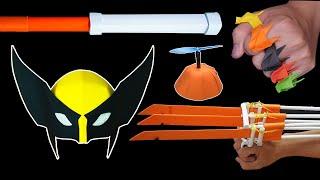 Armas de papel increíbles máscara de Wolverine, garra ninja, anillo de dragón, bastón de Wukong