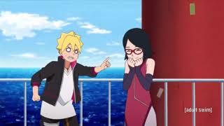 Sarada Flirts with Boruto on Boat ( English Dub - EP 24 ) Boruto X Sarada Moments