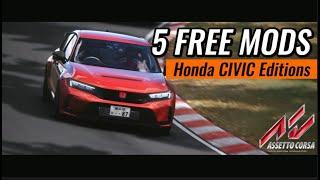 5 FREE MODS Honda Civic Editions // ASSETTO CORSA